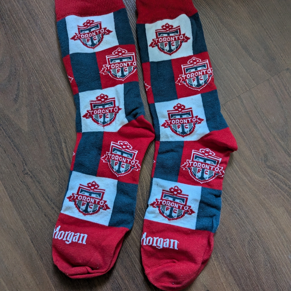 NWOT Captain Morgan Promotional Toronto FC Red and Blue Socks